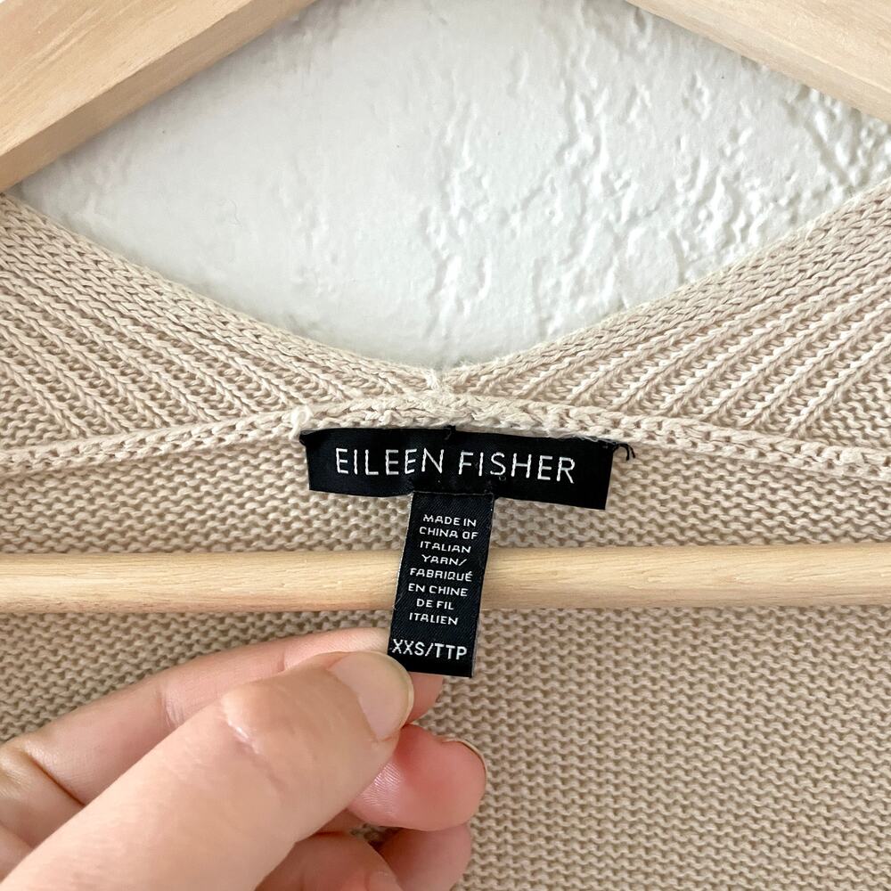 Eileen Fisher Organic Linen / Cotton Cardigan Open Sweater XXS Oversized - Picture 2 of 5